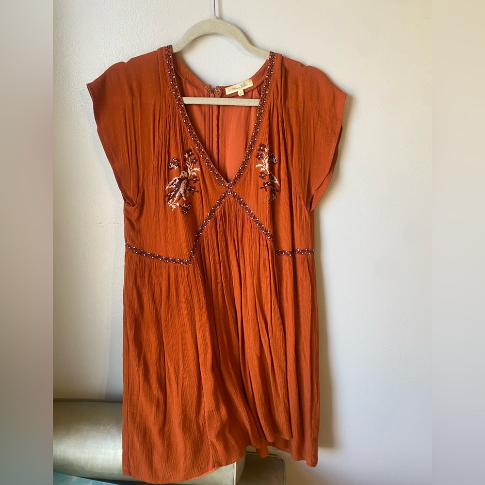 Orange embroidered dress